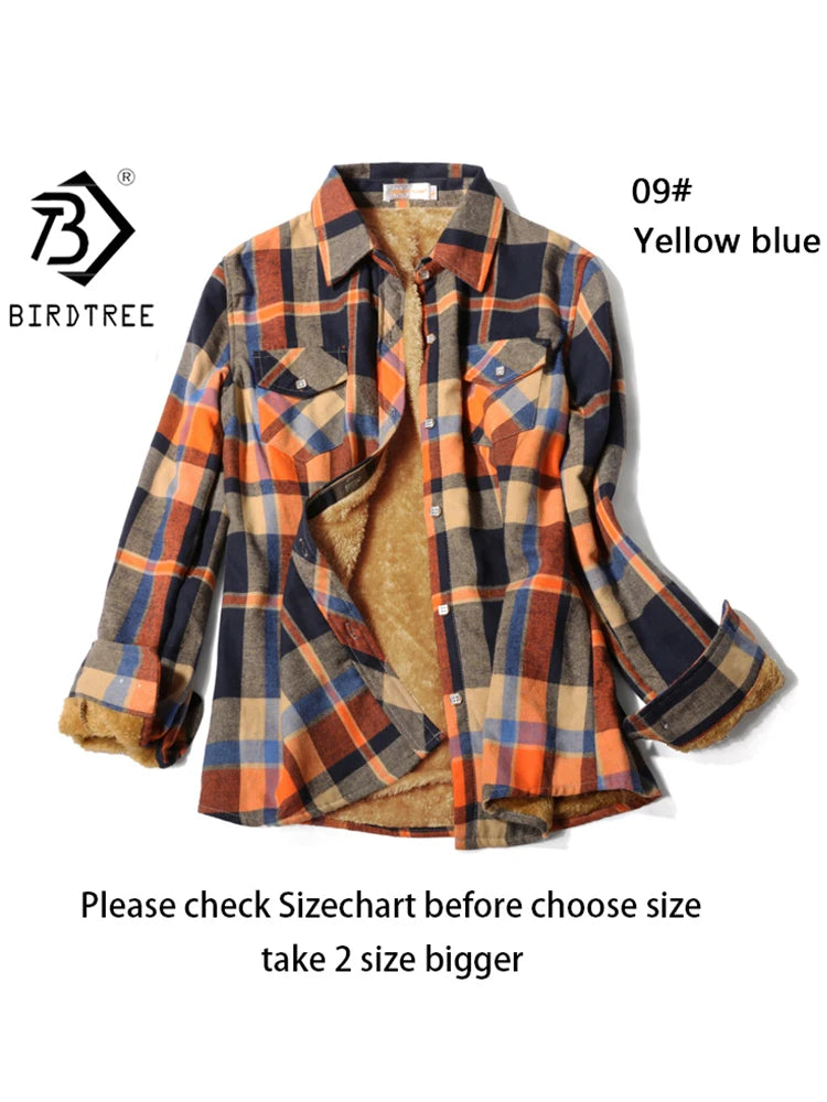 Maxy Women Plus Velvet Thicken Plaid Shirts Winter Warm Coat Jacket Brand Woman Clothes Fleece Tops Female Casual Outerwe T26701J