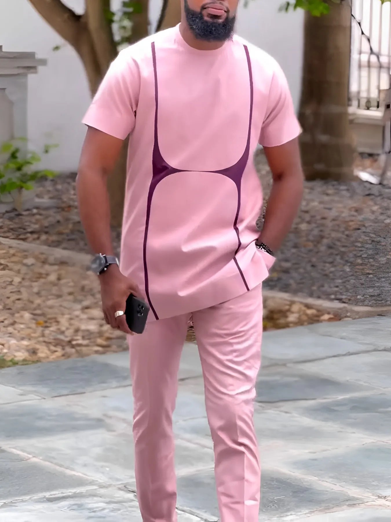 Amay Men Traditional Summer Outfit New in Sportswear Tracksuit Printed T-Shirts Clothes Set Fashion Sports Pant Clothing Suit