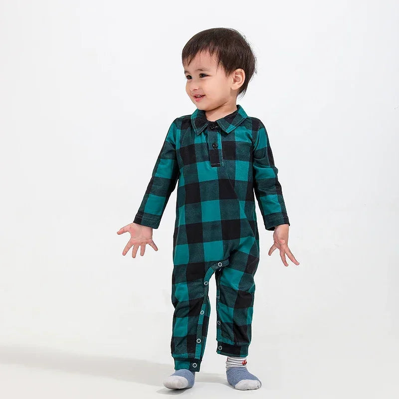 Maxy Family Look Plaid Print Long Sleeve Shirt Trousers 2 Pieces Suit Home wear Christmas Matching Pajamas Set Warm Soft Pjs