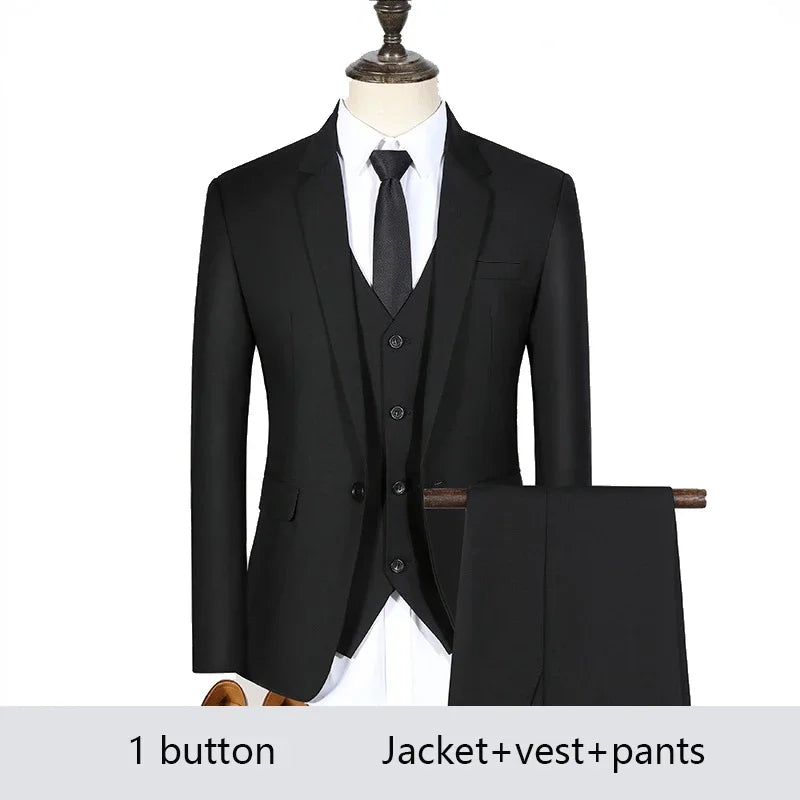Amay High Quality Men Suits for Wedding 2 Pieces 3 Sets Blazers Elegant Formal Jackets Vest Pants Coats Full  Classic Costume