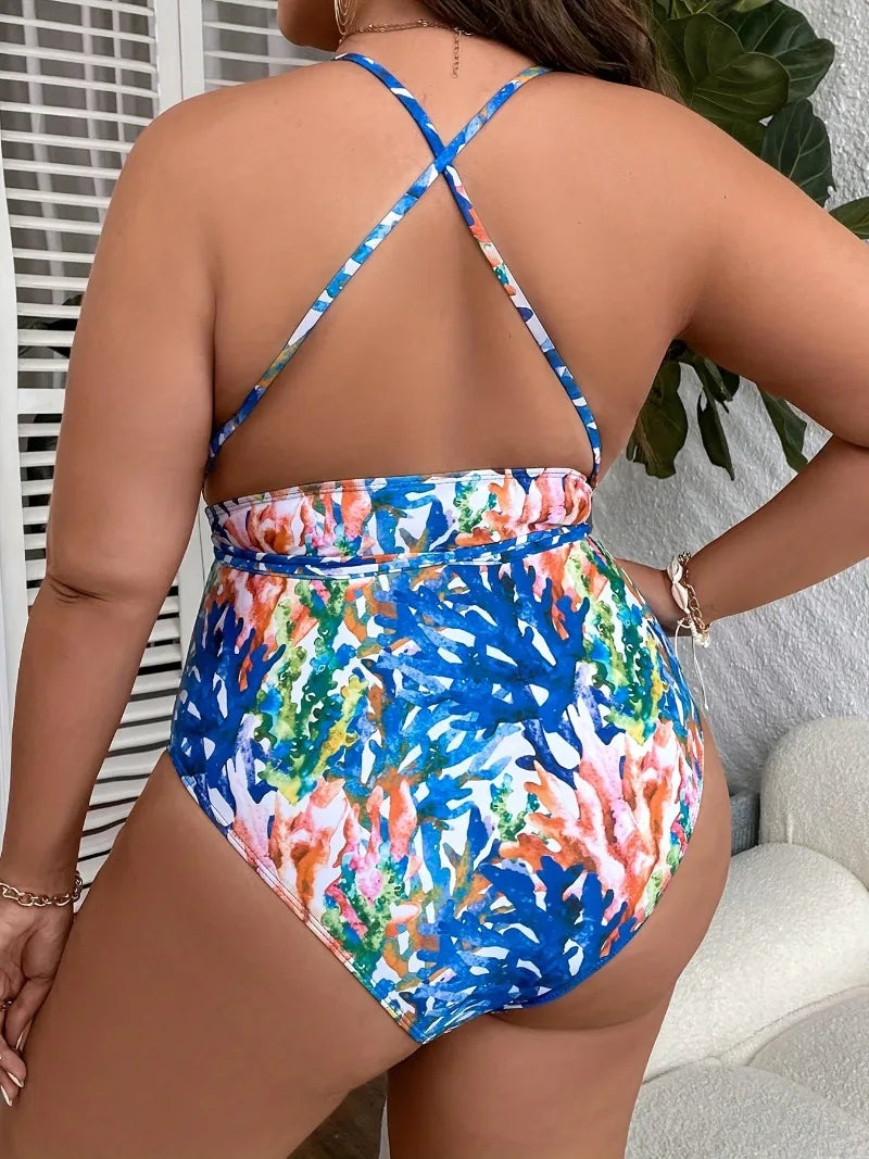 Maxy Large Plus Size Hollow One Piece Swimsuit Women Bodysuit Swimwear Female Bathers Bathing Swimming Swim Suit Beachwear