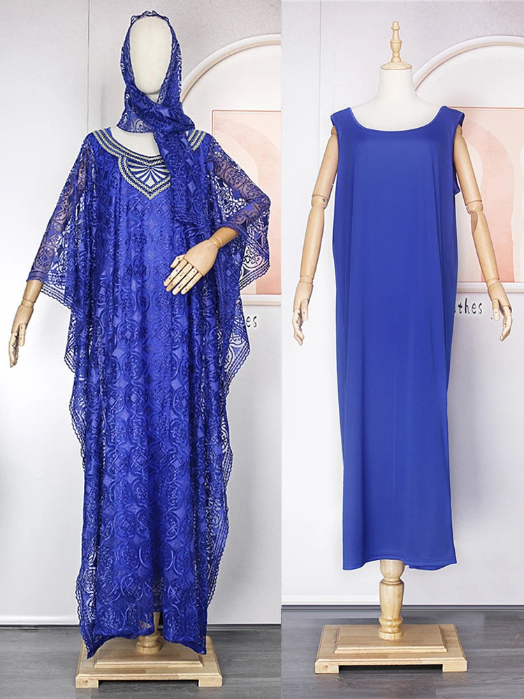 Amay Traditional Lace Dress Plus Size 2 PCS Set Clothing Party Evening Gown Dubai Turkey Women Kaftan Hijab Abayas