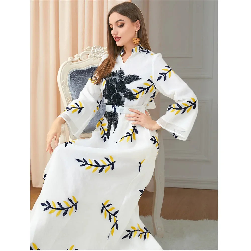 Sequins Embroidery Abaya Dubai Turkey Kaftan 2025 Ramadan Eid Muslim Women Maxi Dress Evening Party Gown Islamic Clothing Robe