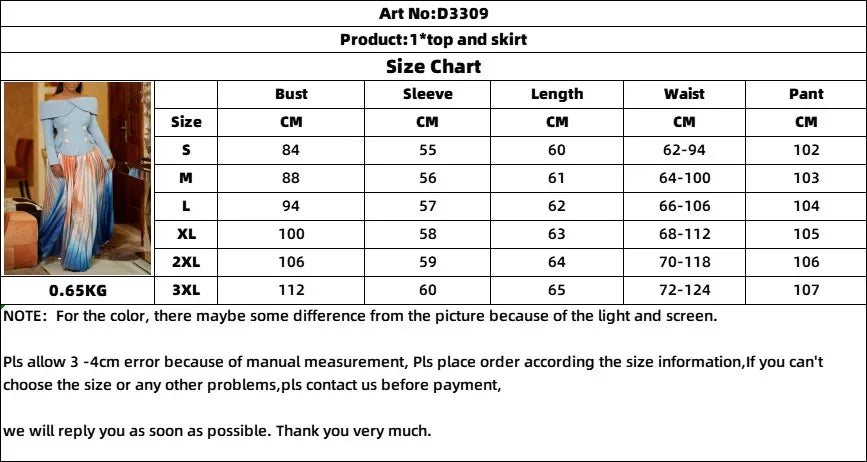 Maxy Clothes for Women 2 PCS Sets Tops and Skirts Suits Turkey Outfit Robe Plus Size Wedding Party Dresses