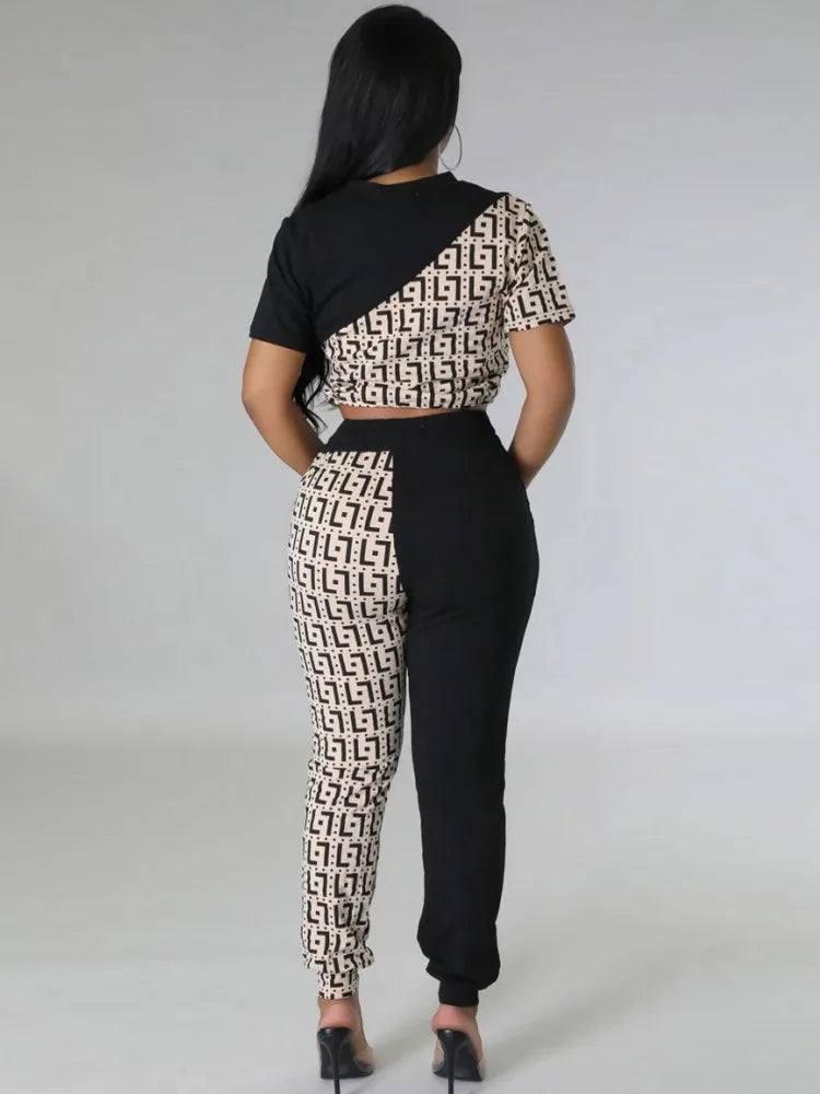 Maxy Two Piece Set Africa Clothes African New Dashiki Fashion Letter Print Suit Top And Trousers Pants Party For Women Outfits