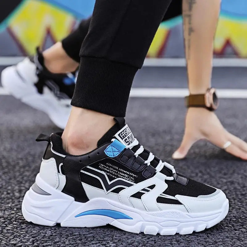 Amay Big Size Chunky Height Man Sneakers Women Sport Shoes Man Running Shoes Men Sports Shoes for Boys Black Blue White Toning D-753