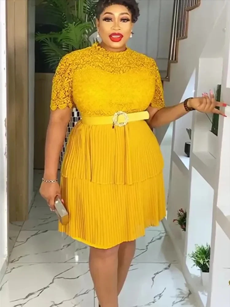 Maxy Fashion Plus Size Party Dresses for Women Dashiki Ankara Lace Evening Gowns Elegant Turkey Muslim Maxy Dress New