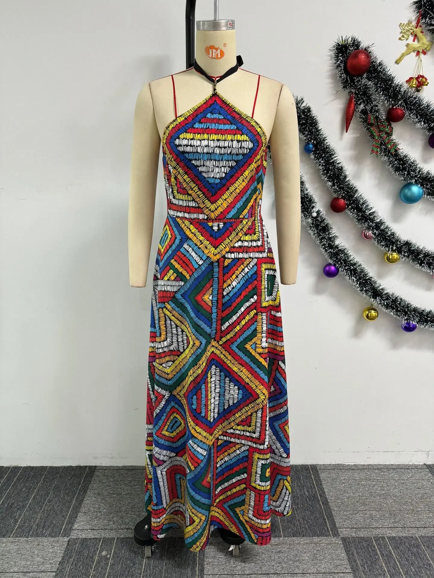 Maxy African Print Dresses for Women Summer African Elegant Spaghetti Strap Africa Clothing Long Maxy Dress Outfits African Clothes