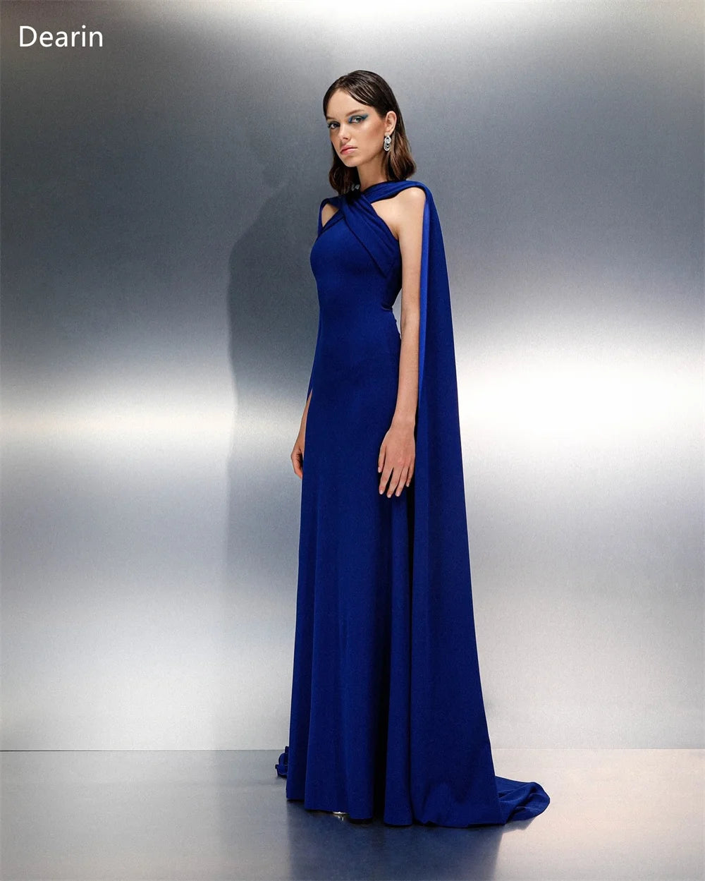 Maxy Customized Formal Gown Dearin Halter A-line Floor Length Skirts Draped Sleeveless Bespoke Occasion Dresses Saudi Arabia Prom Eve