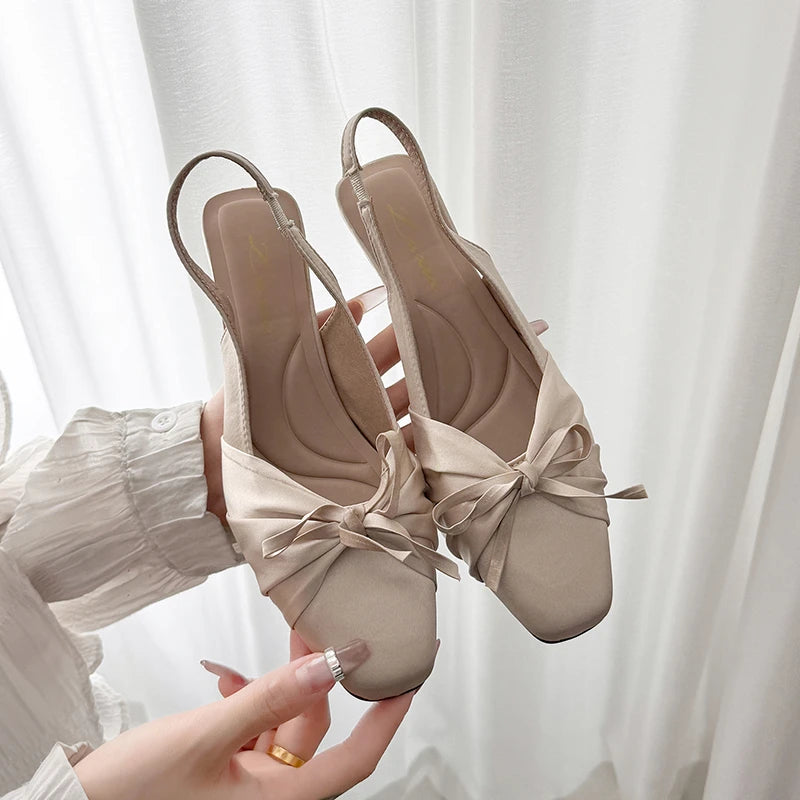 Maxy Pointed Toe Women Wedges Heels Sandals Banquet Party Shoes Elegant Butterfly-knot