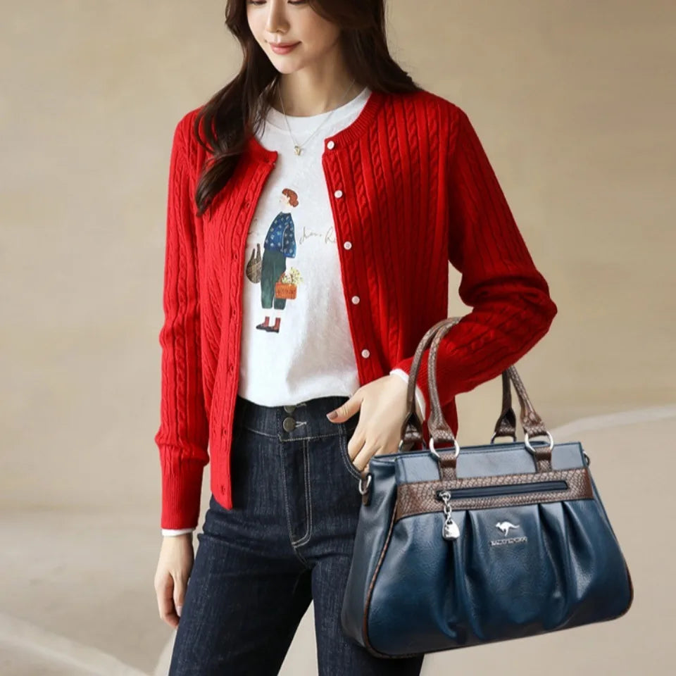 Maxy Three Layers Luxury Casual Tote Women Bag High Quality Leather Ladies Hand Bags for Women Big Shoulder Crossbody Bags Sac A Main