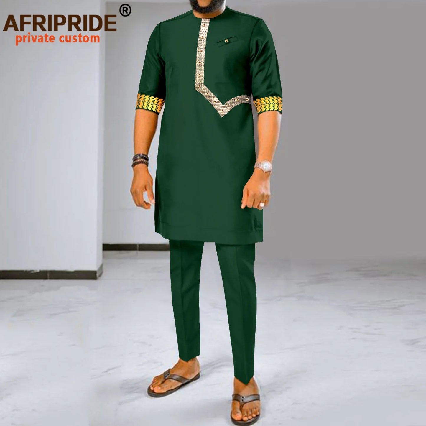 Maxy Men Tracksuit African Clothes 2 Piece Set Dashiki Embroidery Short Sleeve Shirt and Ankara Pants Set Dashiki Outfits 2416017