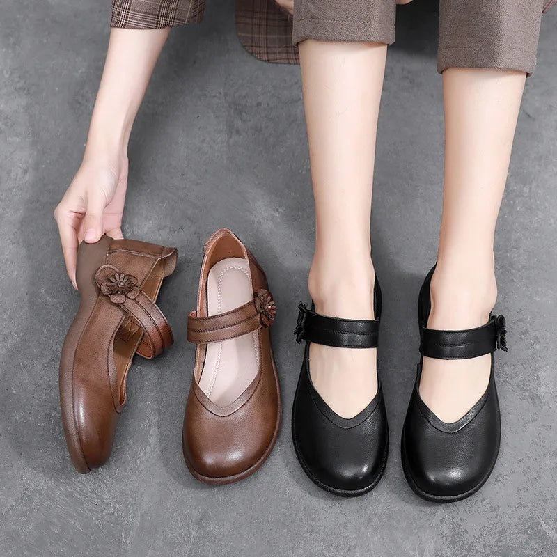 Maxy Retro Woman Shoes Soft Casual Female Sneakers Slip-on Shallow Mouth Round Toe Flats Grandma Summer New Slip On Dress Rubber Hook