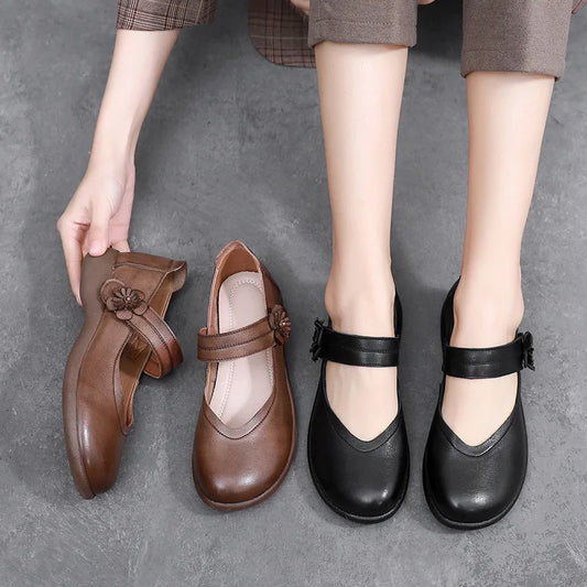 Maxy Retro Woman Shoes Soft Casual Female Sneakers Slip-on Shallow Mouth Round Toe Flats Grandma Summer New Slip On Dress Rubber Hook