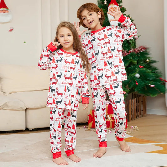 United States new flower fawn Max print parent-child Christmas pajamas home clothing long sleeve mother and daughter set