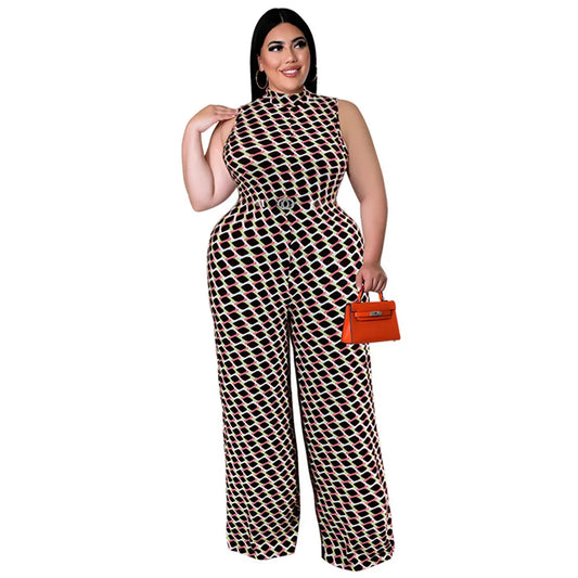 Wmstar Plus Size Women Jumpsuit Summer Clothes Plaid Print with Belt Urban Leisure Shirts Bodysuit New Wholesale Dropshipping