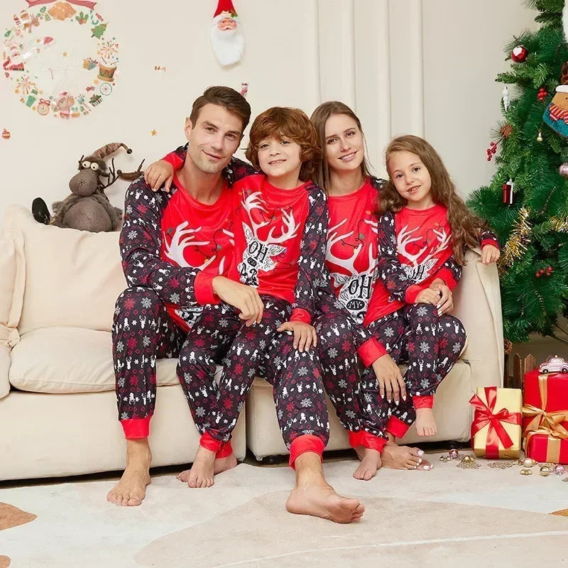 Xmas Family Clothes Bear Print Pajama Set Mother Daughter Father Son Nightgown Pants Sleepwear Christmas Pajamas Family