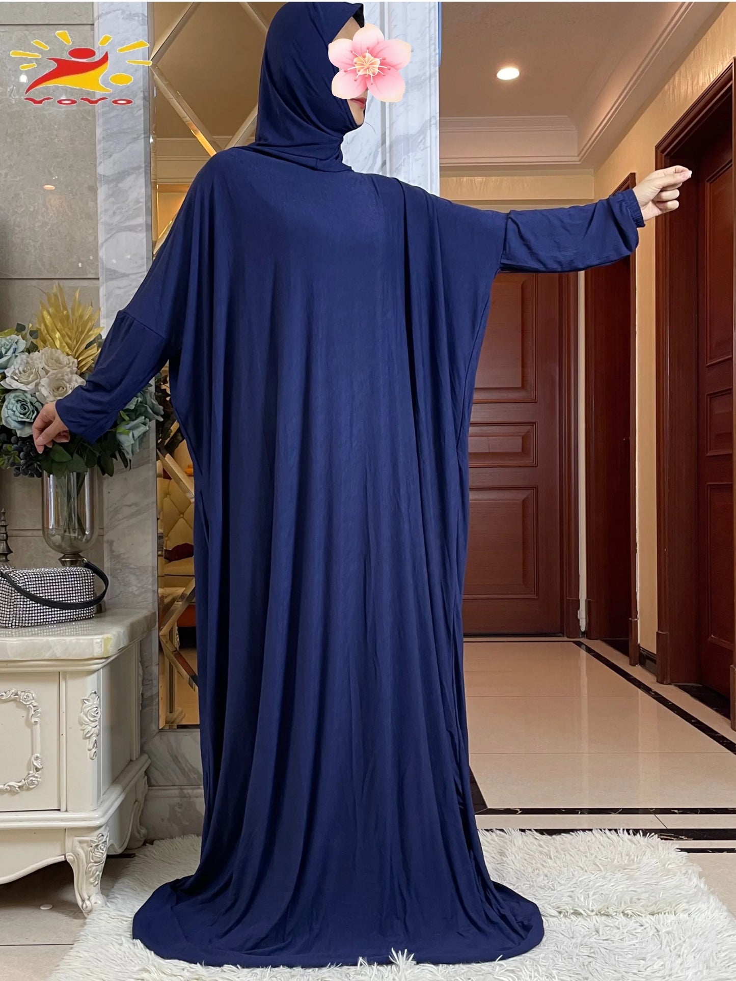 Maxy Muslim Women Hooded Turkey-African Prayer Garment Kaftan Dress With Hijab Floral Prints Dubai Saudi Robe Ramadan