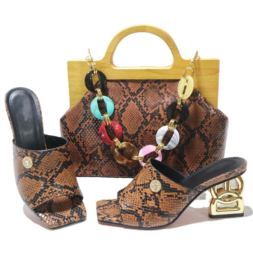 Maxy New Arrival Fashion High Heels 6.5CM Shoes and Bag Set for New Year Party Italian Style Classics Women Shoes and Bag Set