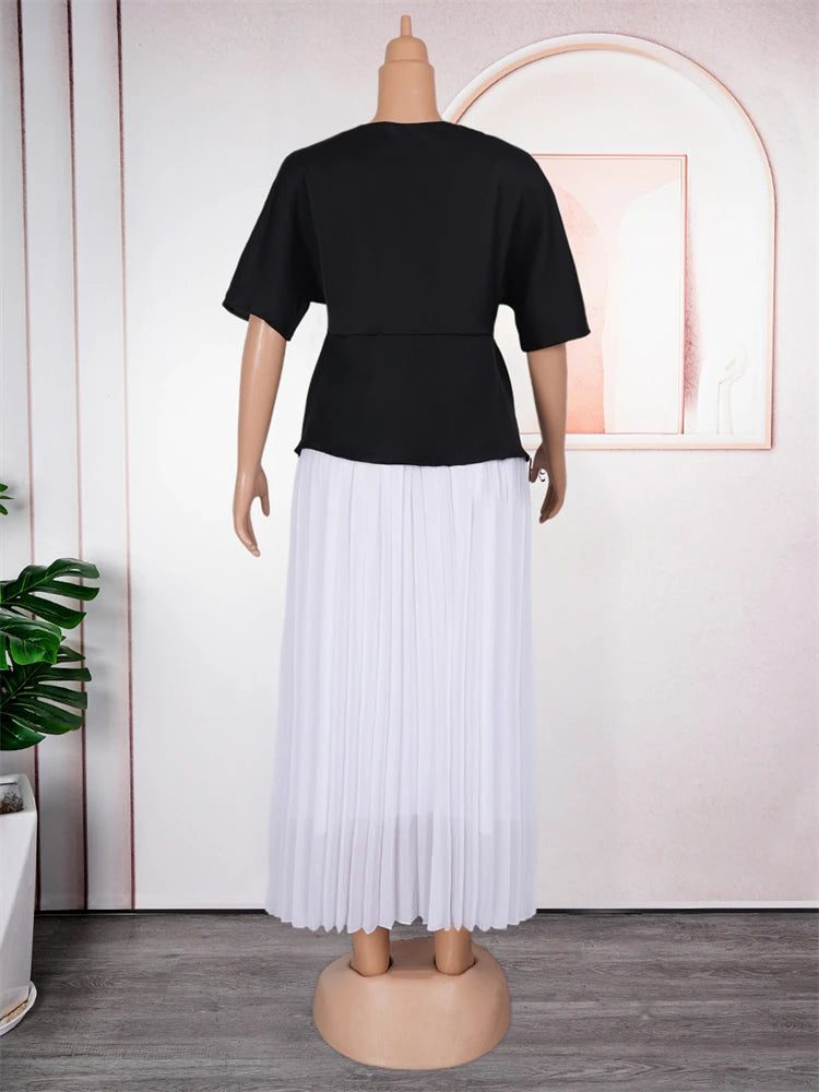 Maxy Tops Skirt Suit Elegant Women 3 PCS Set Clothing Plus Size Chiffon Dress Dubai Turkey Party Gowns