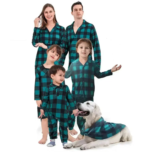 Maxy Family Look Plaid Print Long Sleeve Shirt Trousers 2 Pieces Suit Home wear Christmas Matching Pajamas Set Warm Soft Pjs