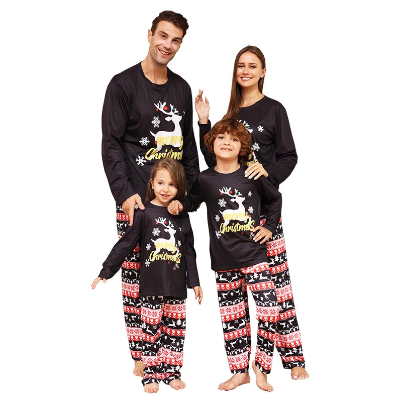 New 2024 Matching Christmas Pajamas Family Set Elk Adult Kids Baby Xmas Family Outfits Tops+Pants 2PCS Sleepwear Pyjamas Clothes