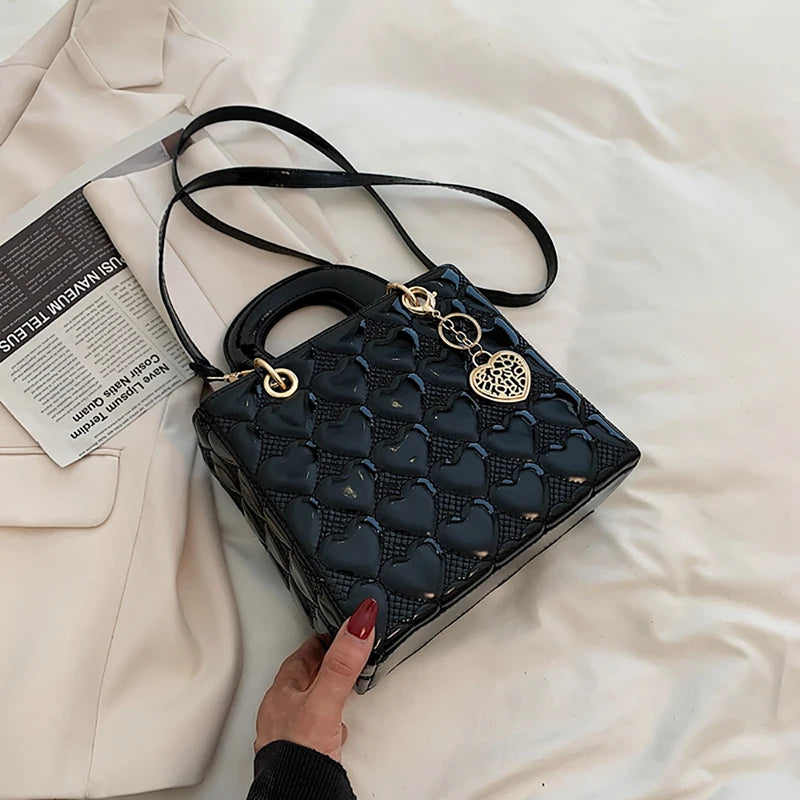 Maxy Red Love Patent Leather Bright Surface Handbag High-end Design Sense Wedding Bag Women's New Fashion All-matching Crossbody Bag
