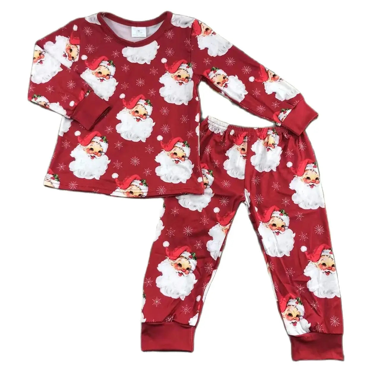 Maxy Red Fall Christmas Children's Pajamas set Santa baby autumn long cotton long-sleeved top + long pants pajamas set
