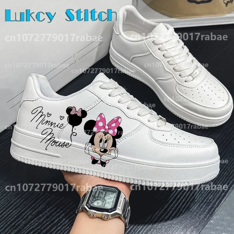 Amay Mickey Mouse couple Minnie Shoes Male Platform Sneakers Fashion Women kateboarding 3D graffiti Casual shoes Christmas present