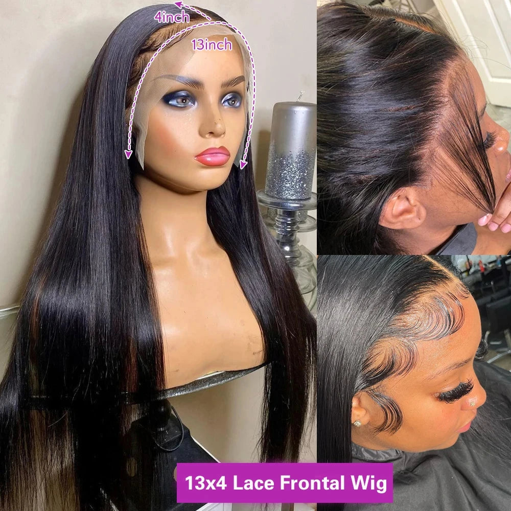 Maxy Nexora Black Wig 1b 13x4 40 Inch Bone Straight Human Hair Wigs High Density Hd Lace Wigs Baby Hair Clearance Sale Items