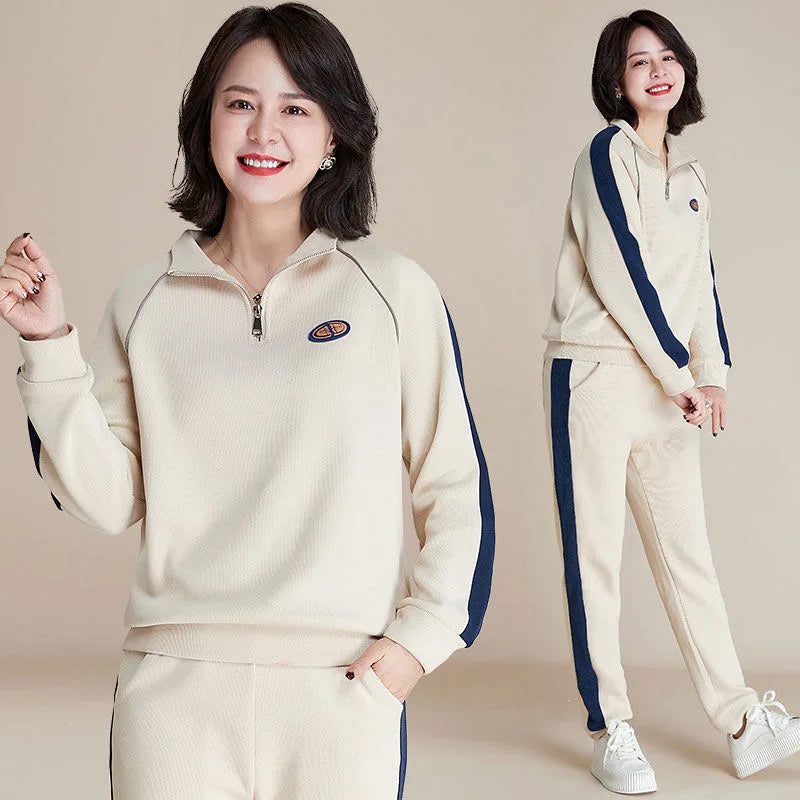 Maxy Women Cloting Sets Sweatshirt+Pants 2Pcs Sports Suit Spring Autumn Fashion Streetwear Zipper Outfit Female Casual Tracksuit