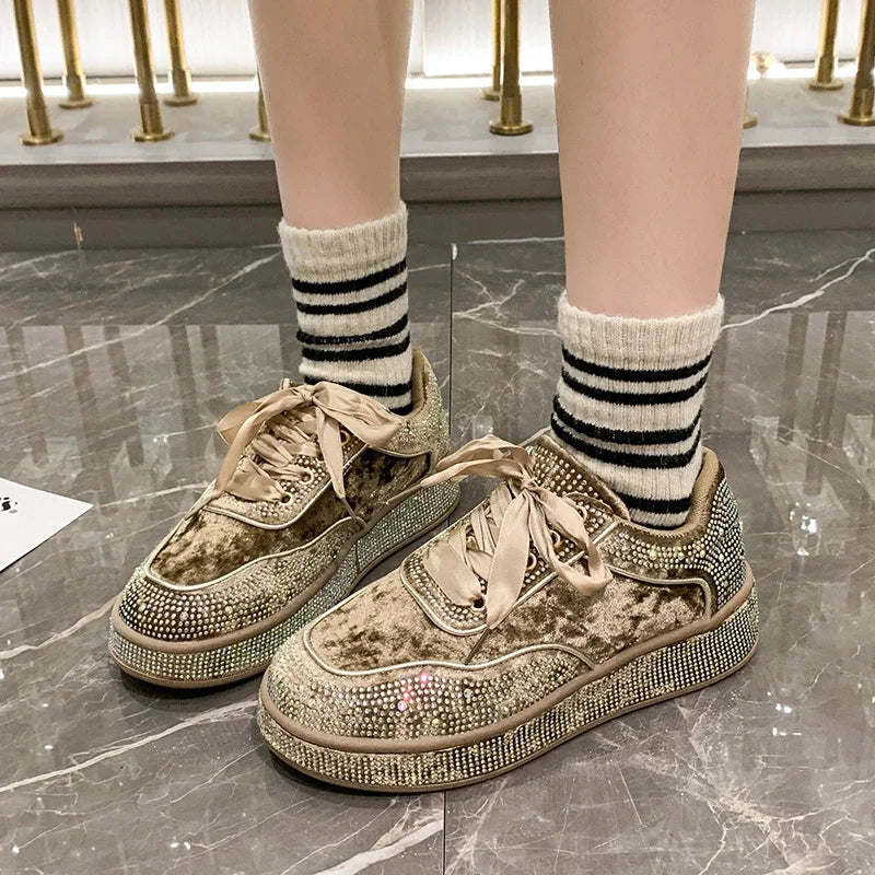 Amay New Women's Sports Shoes Fashion Butterfly Decoration Vulcanized Shoes Luxury Designer Thick soled Sports Shoes