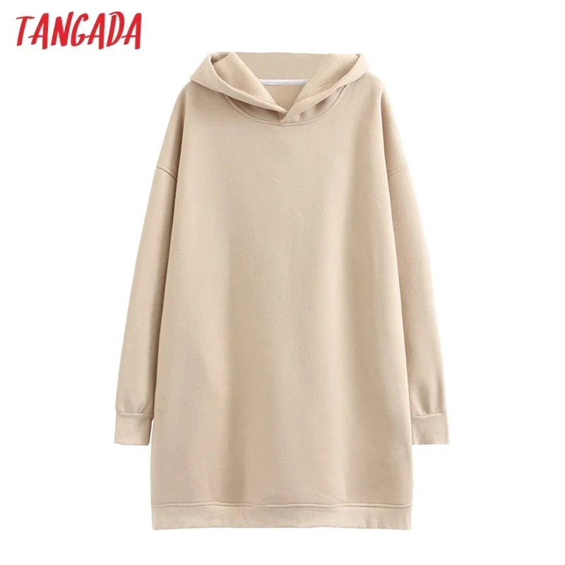 Maxy Tangara Winter Family Set Kids Costume Oversized Top Pocekt Women 100% Cotton Fleece Hoodies Sweatshirt Dress 6L50