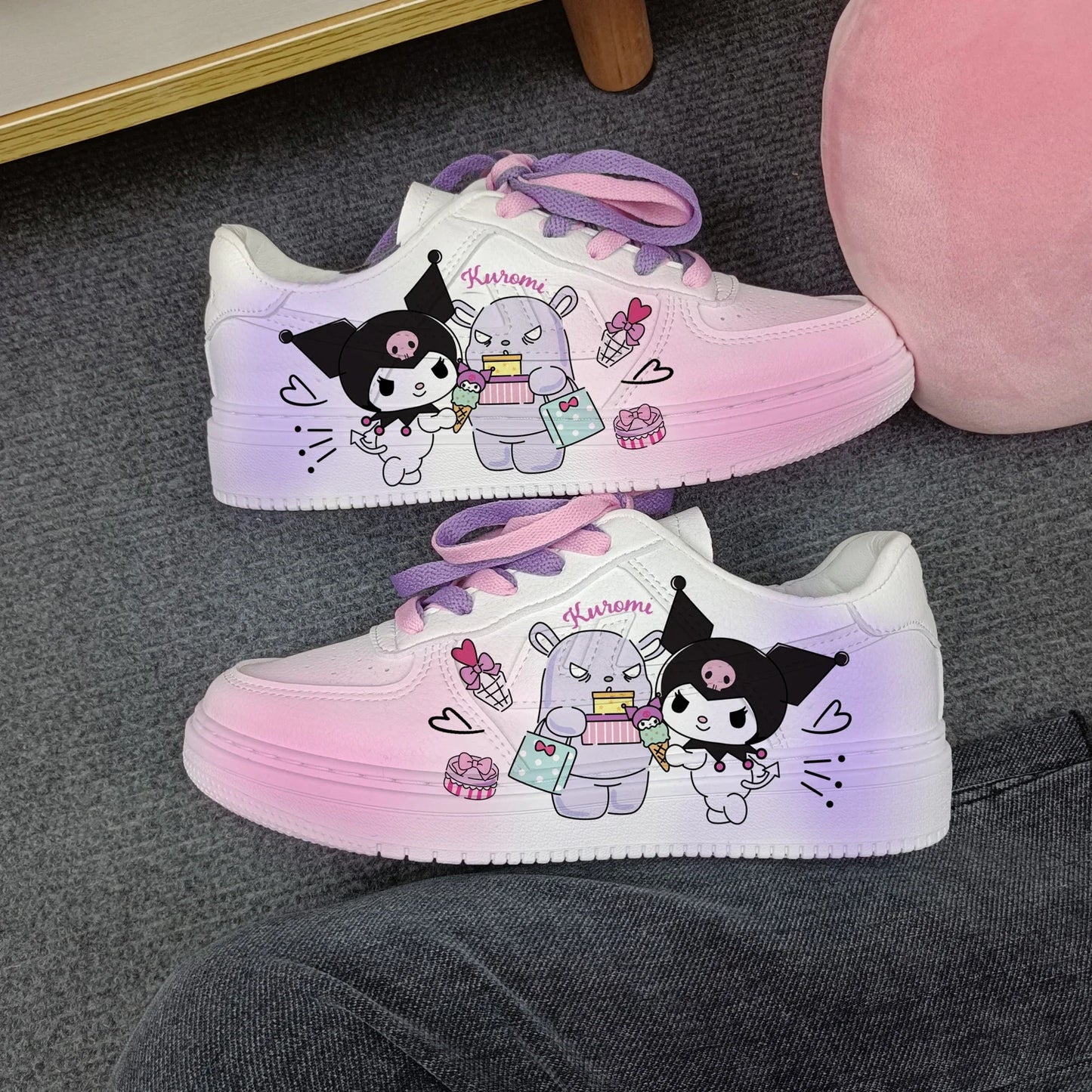 Maxy New Woman cartoon Kuromi   princess cute Casual shoes soft sports shoes for girlfriend gift EU size 35-44
