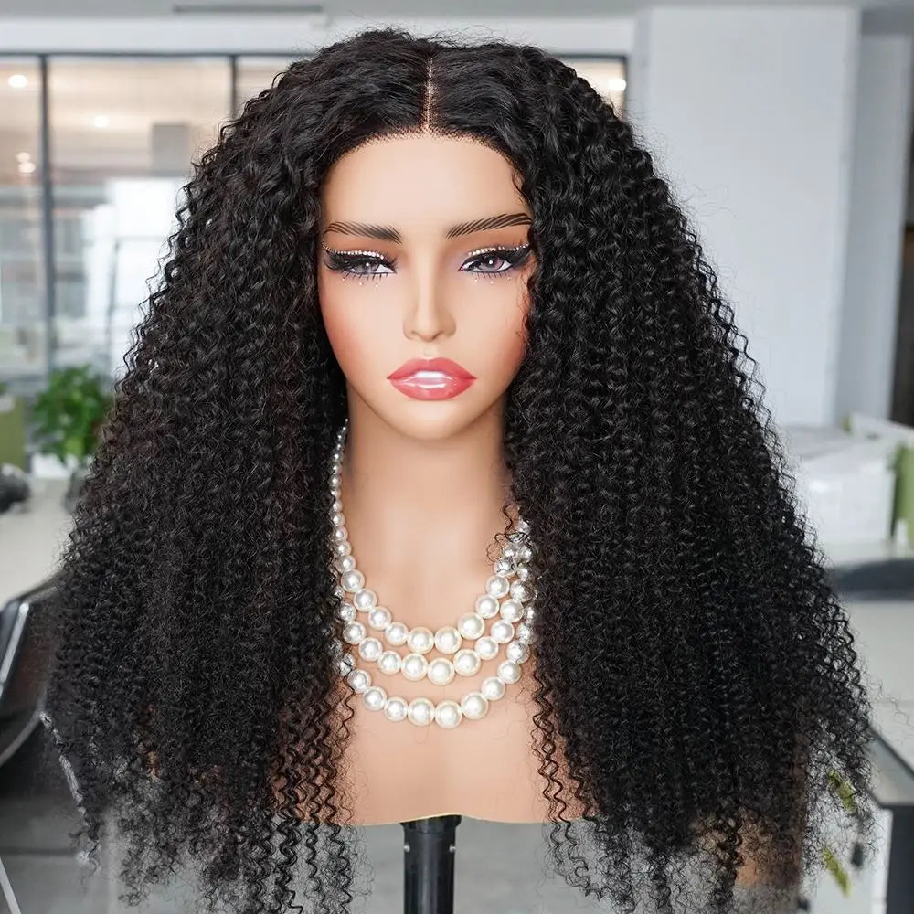 Maxy 250% Kinky Curly Lace Frontal Human Hair Wigs Pre-Plucked Brazilian Glueless Kinky Curly 5x5 Lace Closure Wigs Ready To Wear