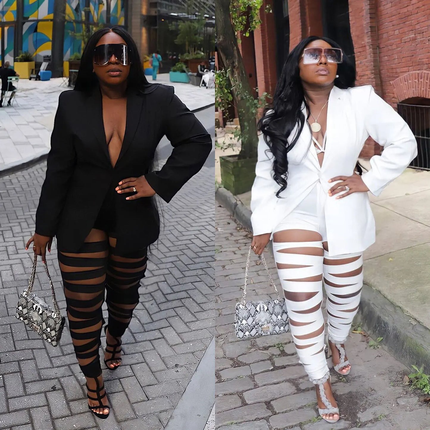Maxy Plus Size Hollow Out Matching Set Women Solid Suit Jacket Female Winter Pencil Pant Lady Elegant Outfit Two Piece Pant Set