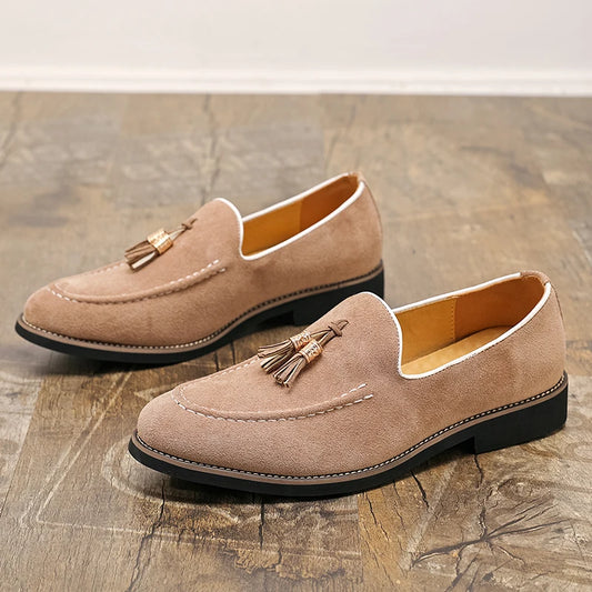 Visco Four Seasons Businessmen Fringed Shoes Men One-foot Casual Comfortable Breathable High-quality Loafers Social Shoes Sizes 38-47