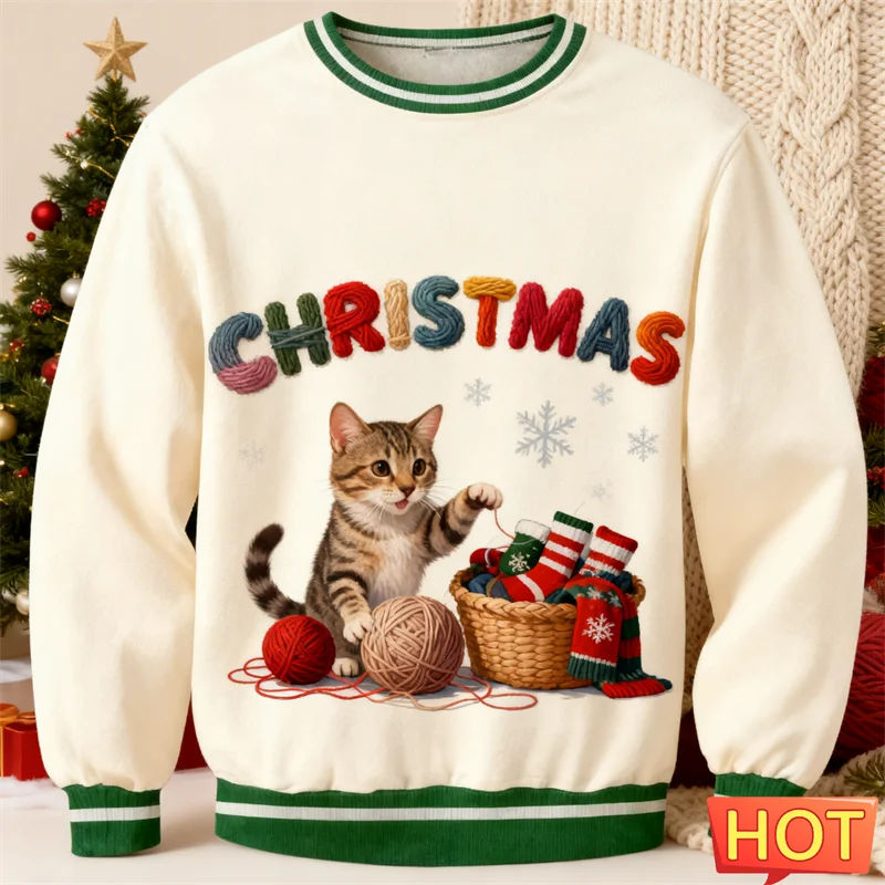 Maxy New Fashion Ugly Christmas Sweater For Men Trendy Santa Claus Animal Alien 3D Printed Sweatshirts Casual Oversized Pullover