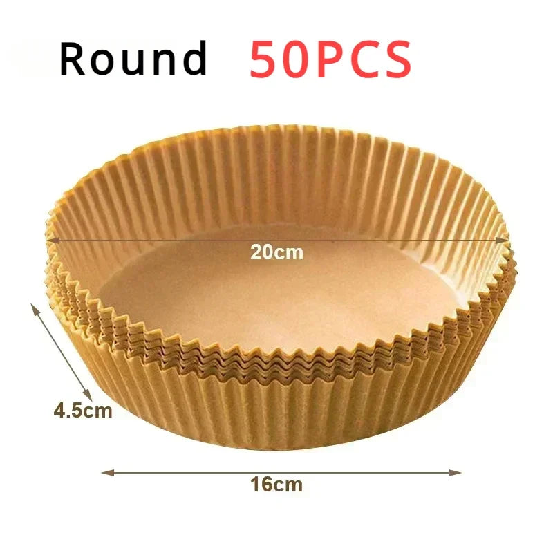 23CM Air Fryer Disposable Baking Paper Liner Non-Stick Mat Steamer Square Round Parchment for Microwave Oven Kitchen Cookers