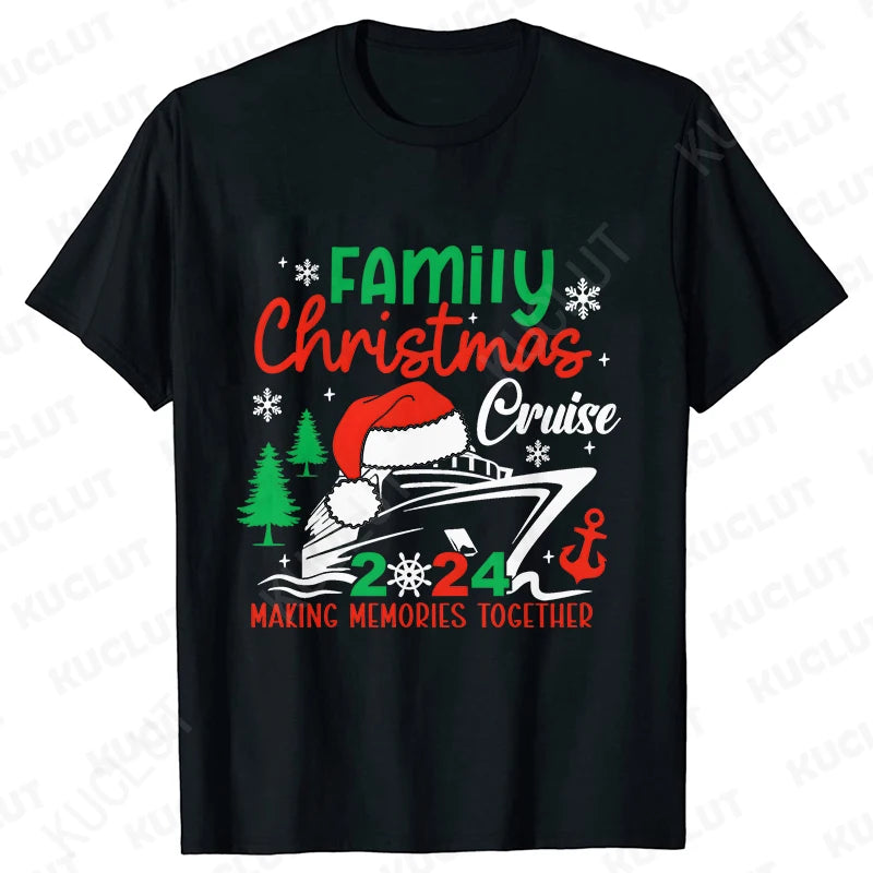 Funny Family Christmas Cruise 2024 T-Shirt Xmas Matching Family Cruising Outfits Party Squad Tshirt Harajuku Short Sleeve Tees