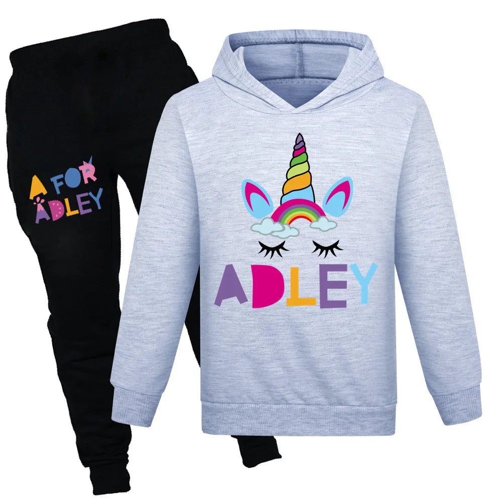 Maxy Children's Clothing A for Adley Girls Boys Clothes Sets Spring Fall Long Sleeve Sweatshirt+Pants Suits Baby 2pcs Girls Set
