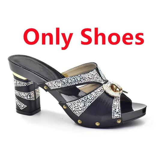 Maxy New Arrival African Matching Shoes and Bags in Women Nigerian Party Pumps Wedding Shoes Bride Wide Heels Women