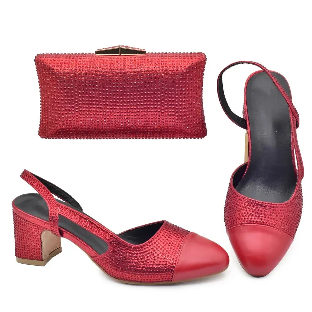 New Design Maxy Shoes and Bag To Match Set African Comfortable Heels Party Shoes and Bag Set for Wedding Plus Size 43