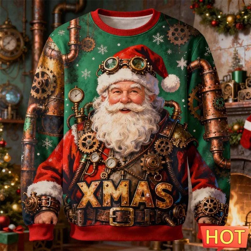 Maxy New Fashion Ugly Christmas Sweater For Men Trendy Santa Claus Animal Alien 3D Printed Sweatshirts Casual Oversized Pullover