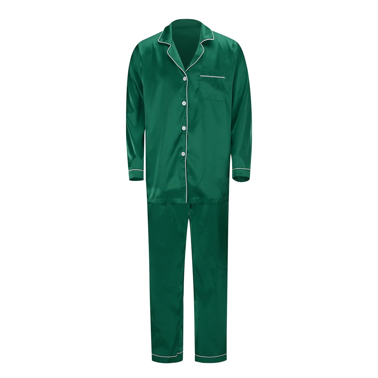 New Year Christmas Family Satin Silk Button Down Pajamas PJ's Sets Solid Two Piece Family Matching Sleepwear Elegant Loungewear