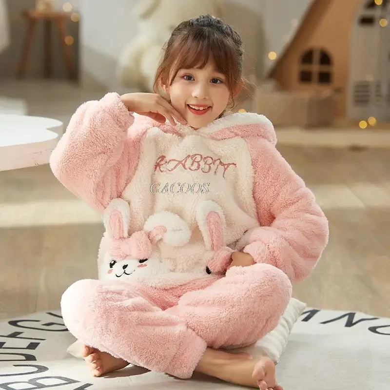 New 2024 Kids Boys Girls Pajamas Cartoon Long Sleeve Cute Warm Tops with Pants Toddler Baby Autumn Winter Sleeping Clothes Sets