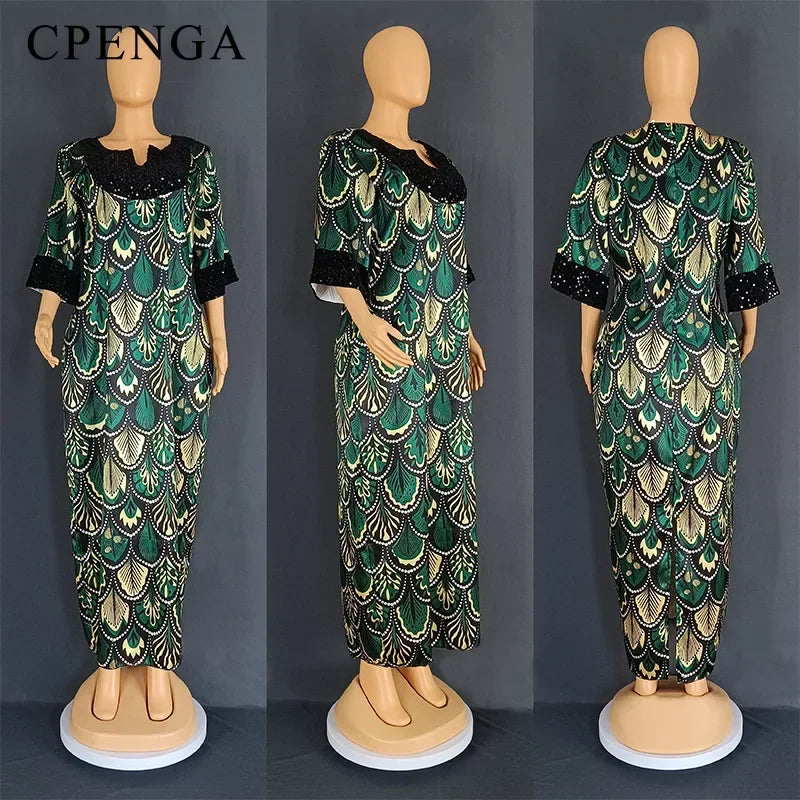 Amay Luxury Sequins Dress for Women Elegant Lady Wedding Evening Gown Plus Size  Bubu Party Dresses Muslim Kaftan Robe