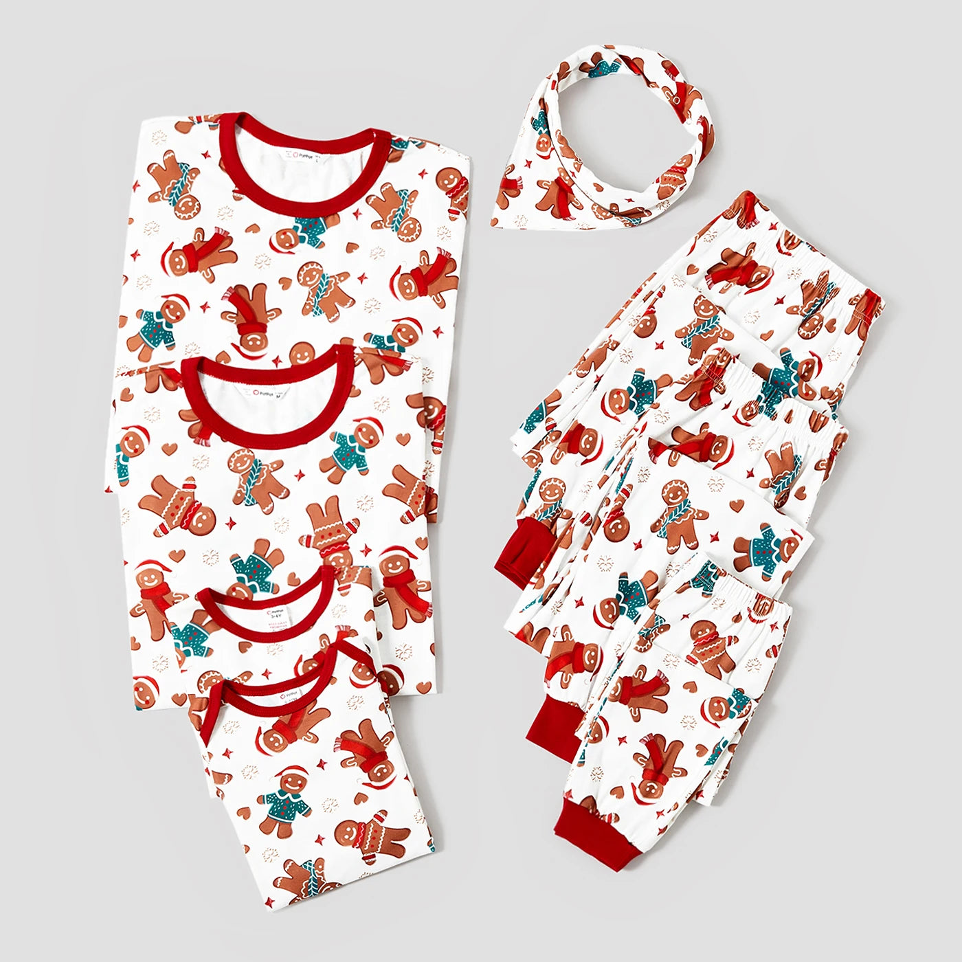 PatPat Christmas Cartoon Gingerbread Man Allover Print Family Matching Pajamas Sets (Flame Resistant)