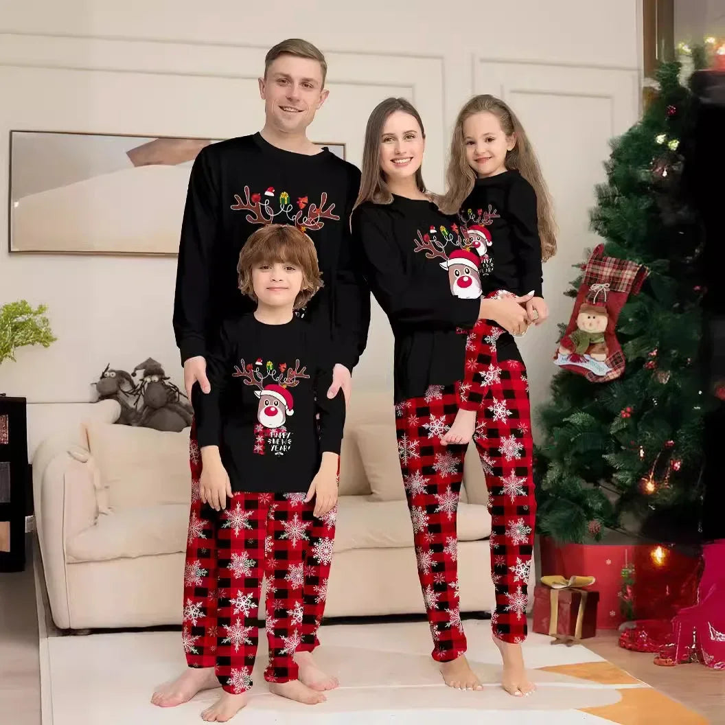 New Maxy Print Mother Father Kids Matching Outfits Christmas Pajamas Set Baby Romper Soft Casual Loungewear Xmas Family Look