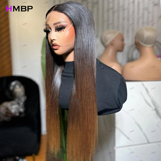 Maxy Ombre 1b/30 color Straight Glueless Lace Frontal Wigs Ready To Go 360/13×6 HD Lace Frontal Wigs Brazilian Hair Wig For Women